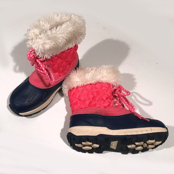 Carters Snow Boots Lace Up, Waterproof, Girls Pink - Size 11 - Picture 2 of 6